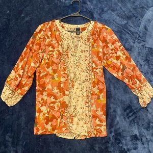 MAKE AN OFFER floral sheet chiffon flowy flower shirt top blouse